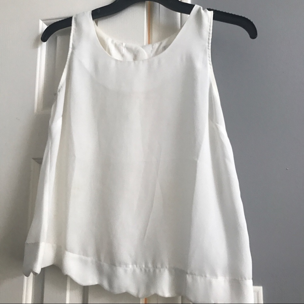 White scalloped tank
